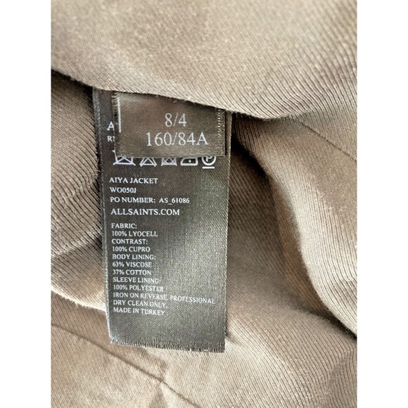 AllSaints Aiya Utility Jacket Olive Green Sz 4 Boho Preppy Military Flaw - Picture 11 of 12